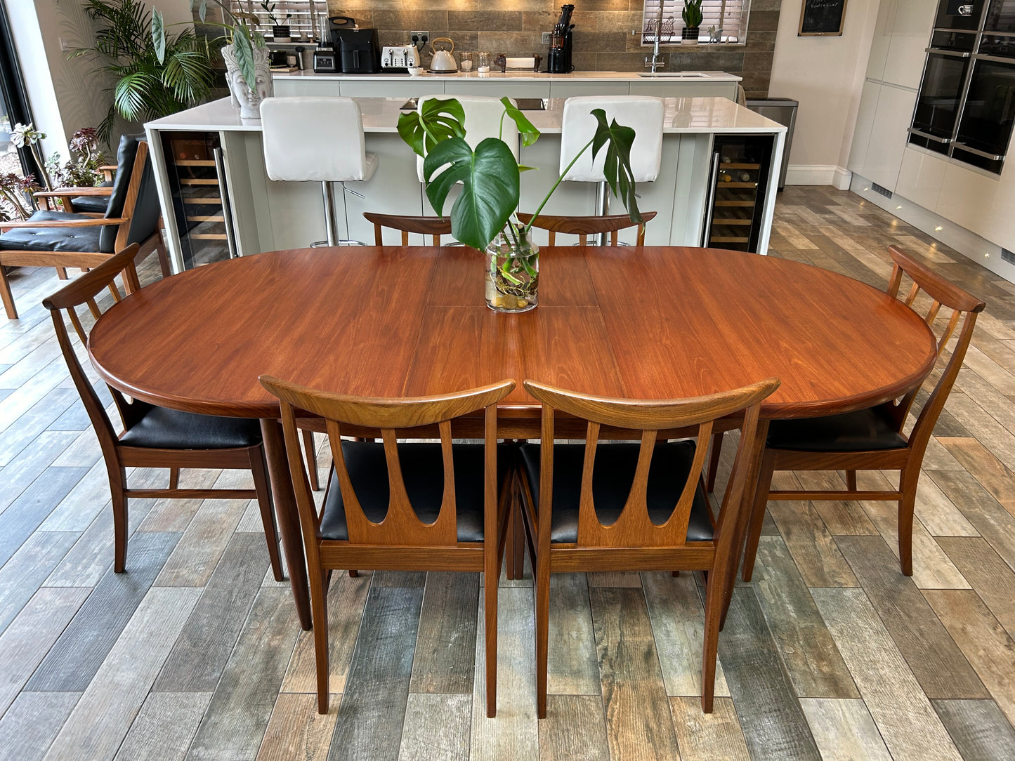 G plan Brasilia Teak MCM Extending dining table and 6 chairs