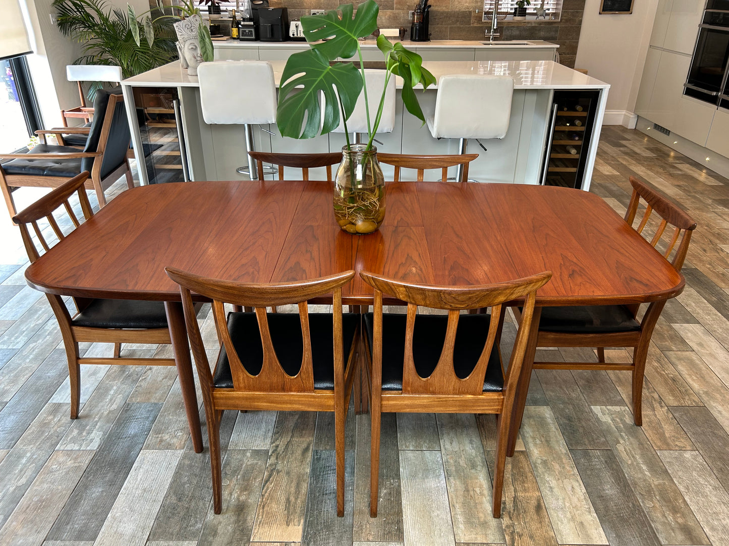 G Plan Brasilia teak MCM Extending Dining Table and 6 chairs