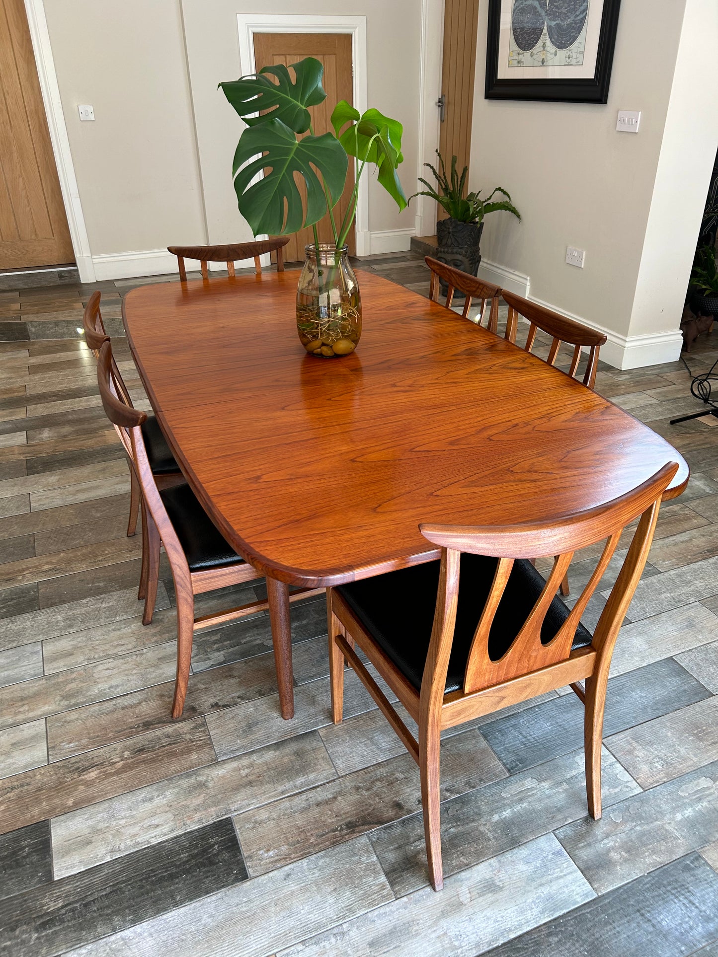 G Plan Brasilia teak MCM Extending Dining Table and 6 chairs