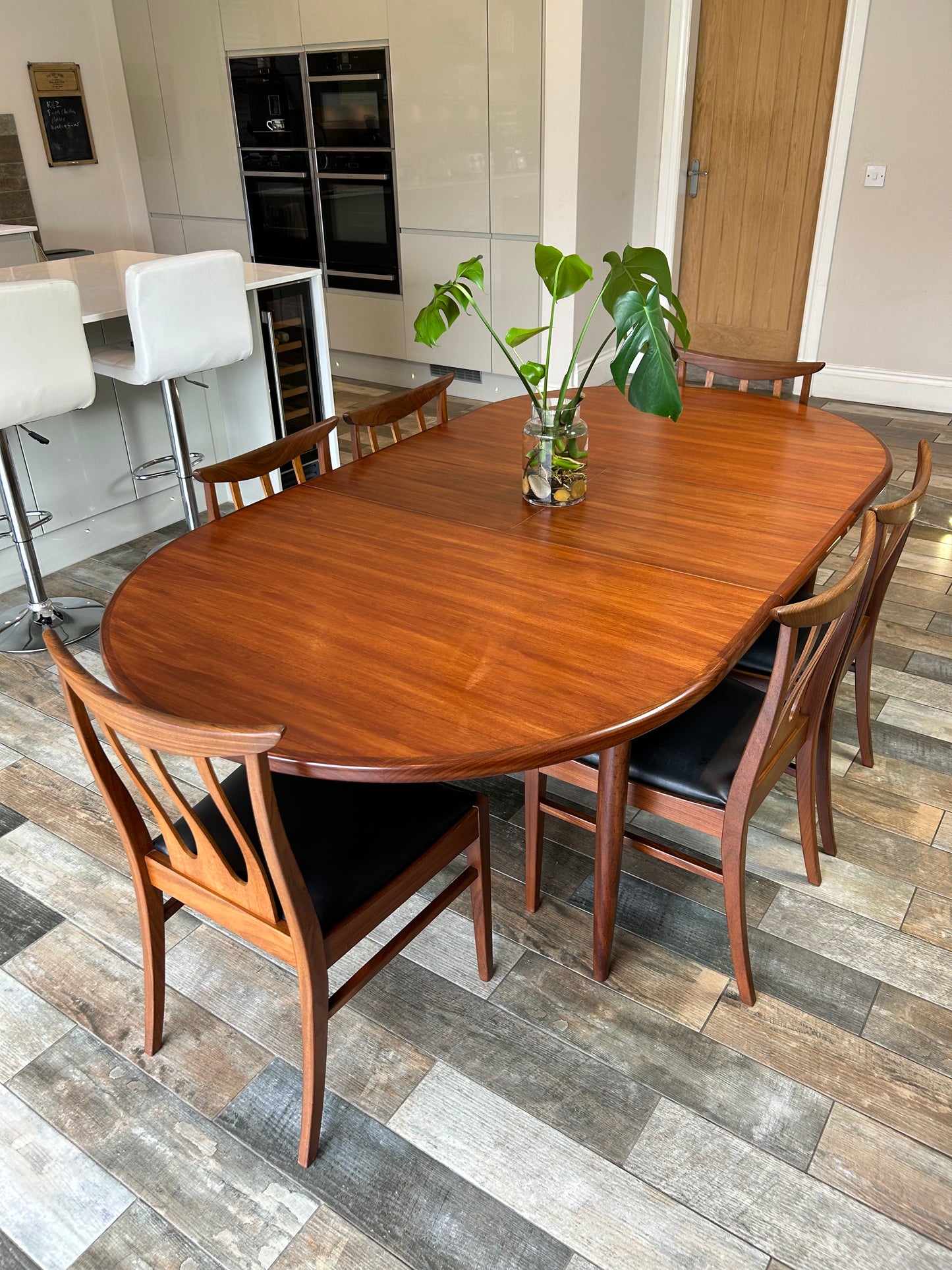 G plan Brasilia Teak MCM Extending dining table and 6 chairs