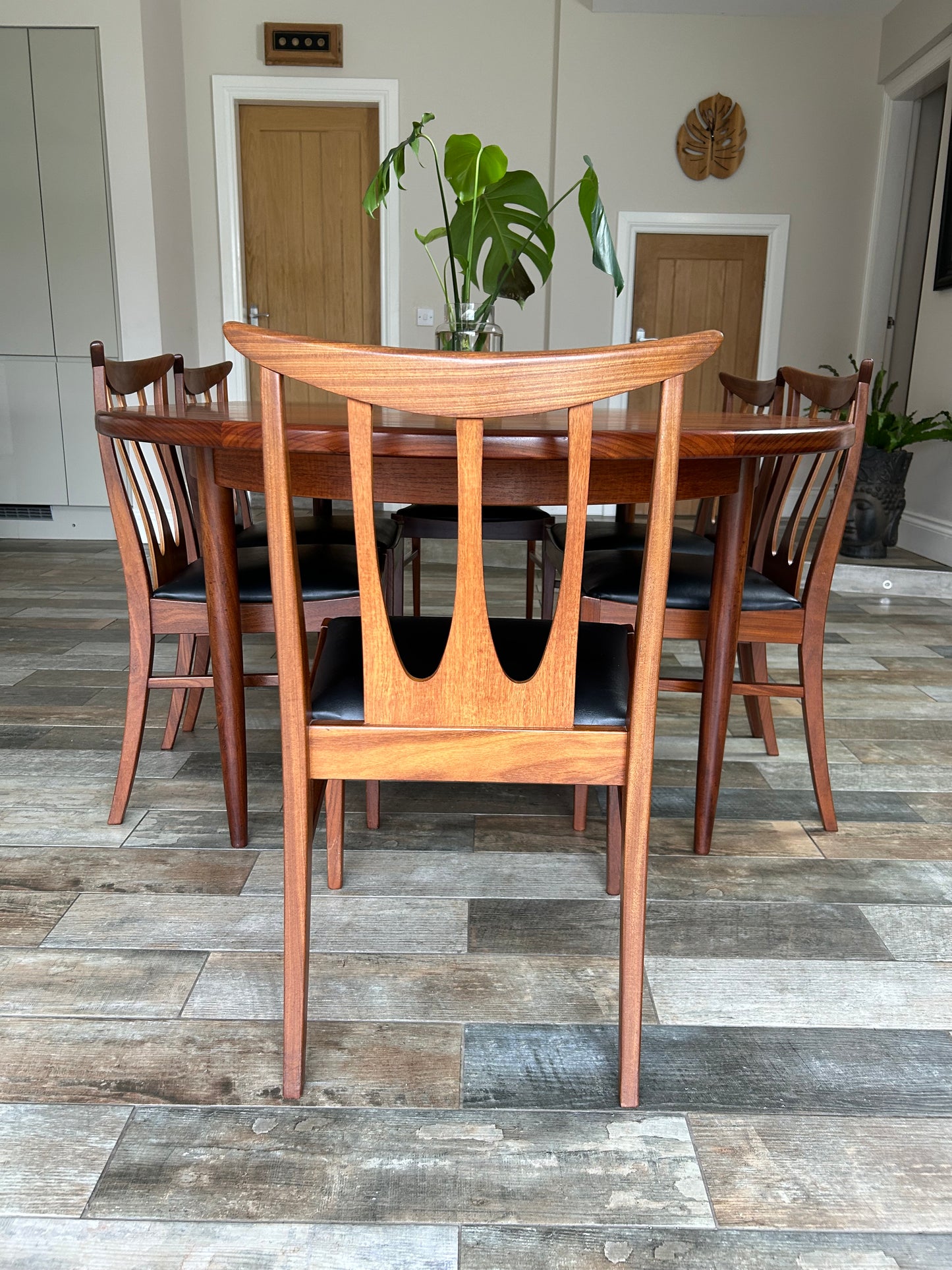 G plan Brasilia Teak MCM Extending dining table and 6 chairs