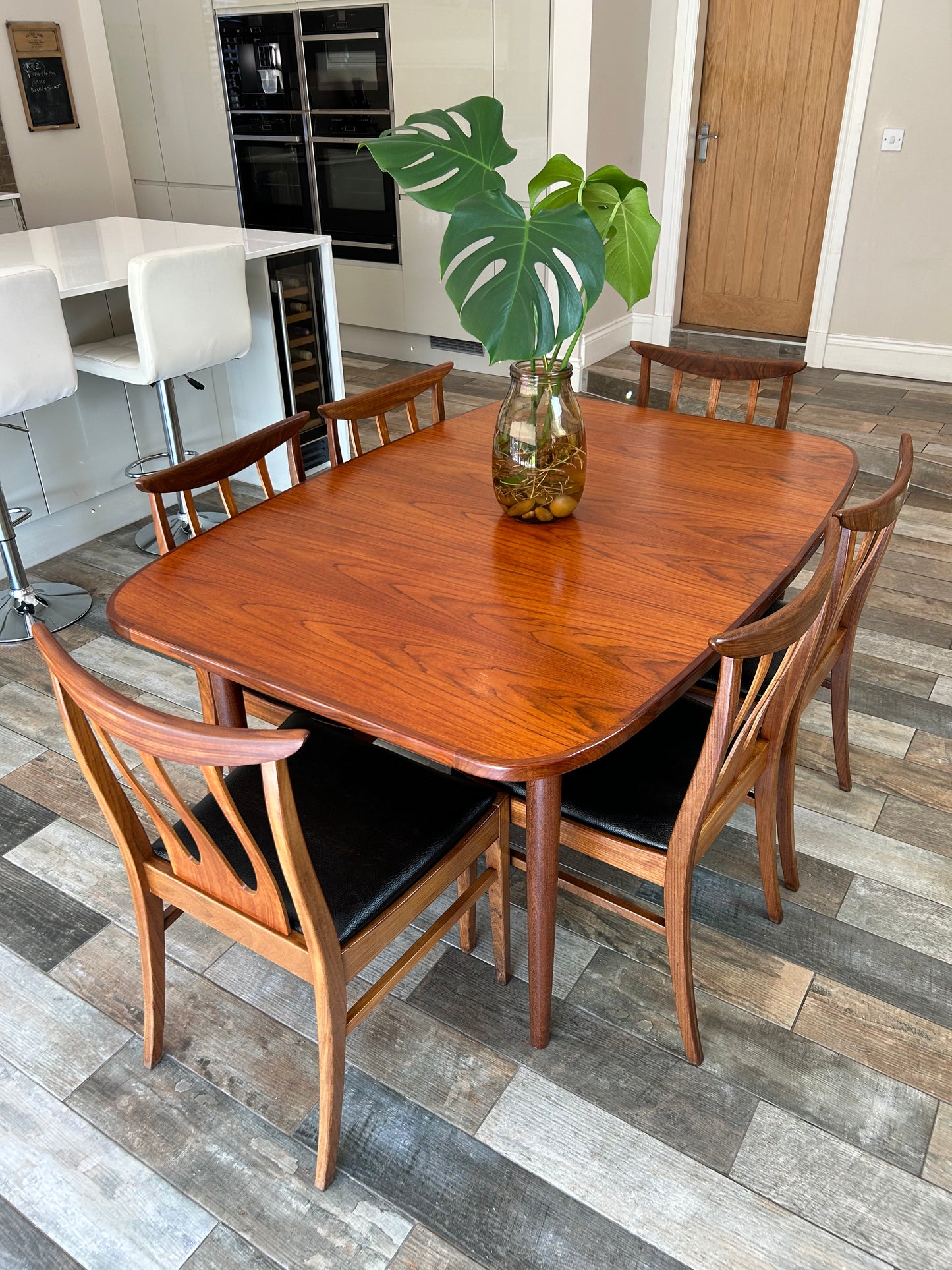 G Plan Brasilia teak MCM Extending Dining Table and 6 chairs