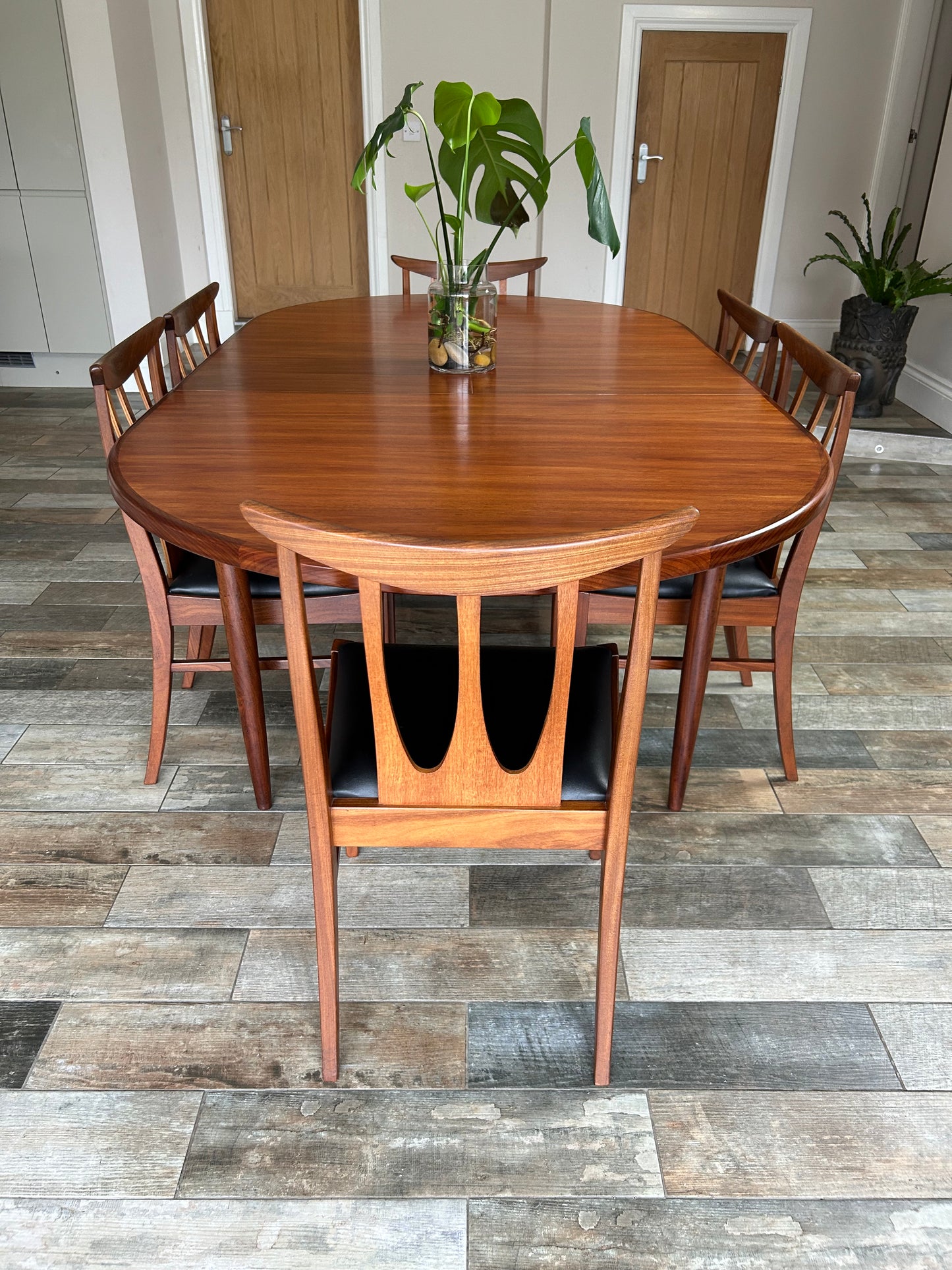 G plan Brasilia Teak MCM Extending dining table and 6 chairs