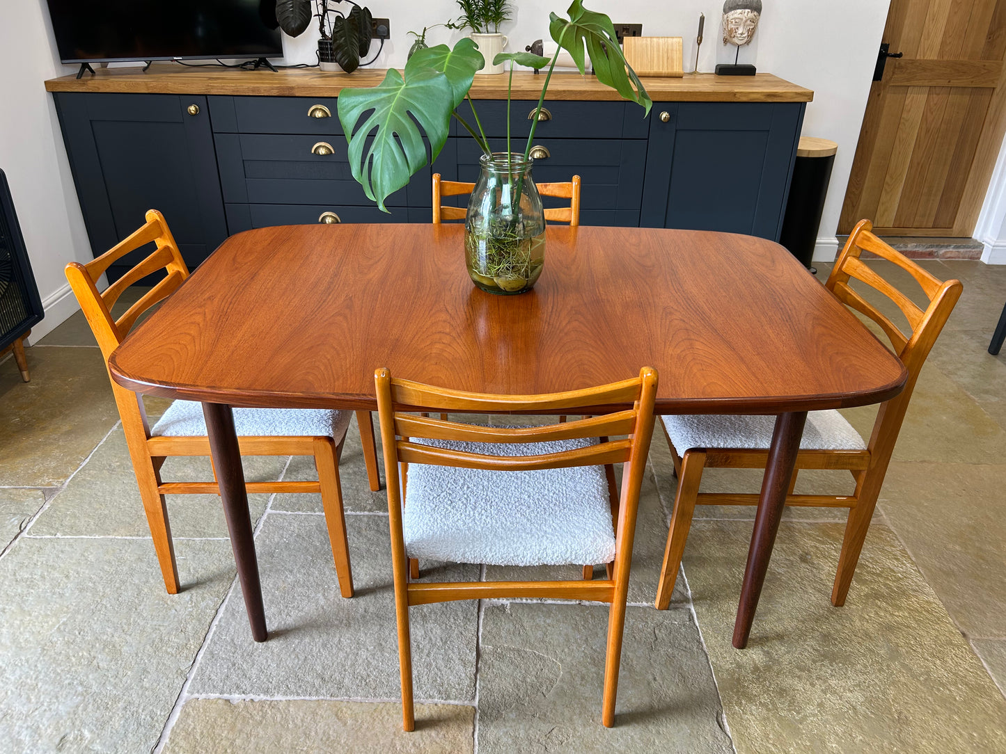 G Plan Vintage extending dining table and 4 mid century chairs