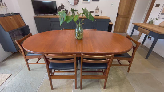 G Plan Vintage Fresco extending Dining Table and 6 Mid Century chairs